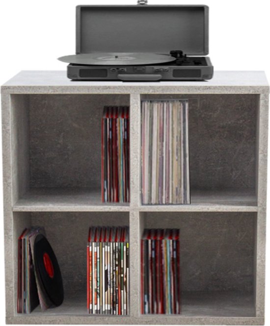 Armoire à disques vinyle lp - rangement disques vinyle lp - bibliothèque - béton gris