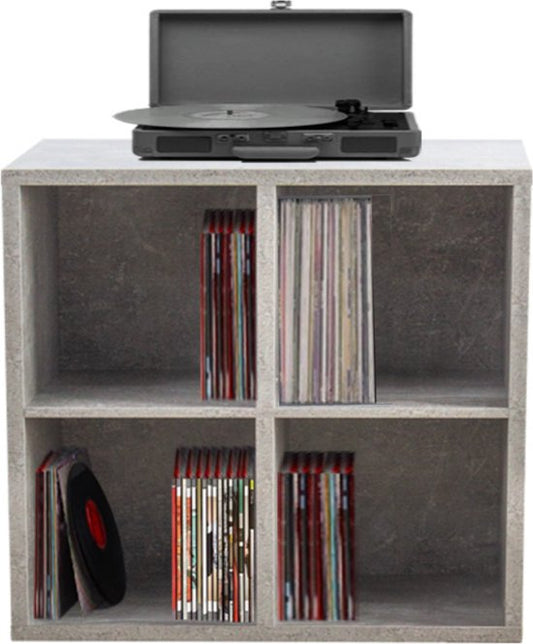 Armoire à disques vinyle lp - rangement disques vinyle lp - bibliothèque - béton gris
