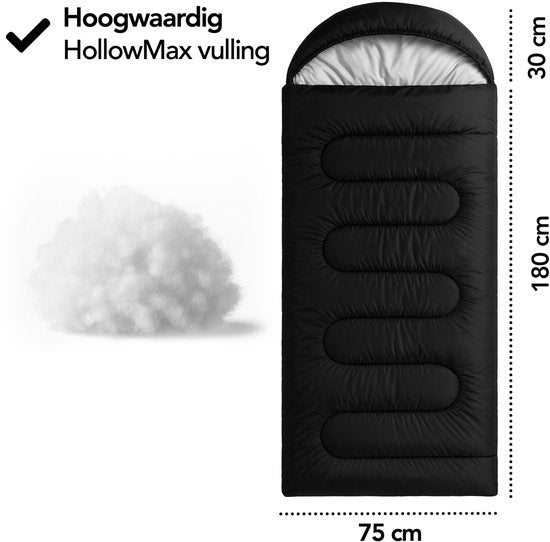 Sac de couchage momie Brixy - 4 saisons - Sacs de couchage adultes et enfants - 210 x 75 CM - Camping - Noir