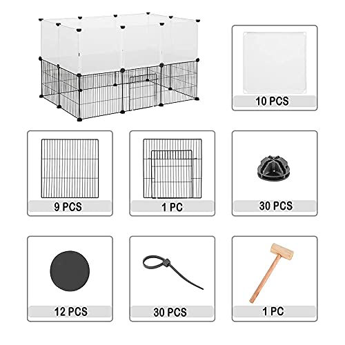 Eugad Parc extérieur pour lapins et cochons d'Inde - Blanc - 107 x 72 x 72 cm - 20 panneaux (35 x 35 cm)