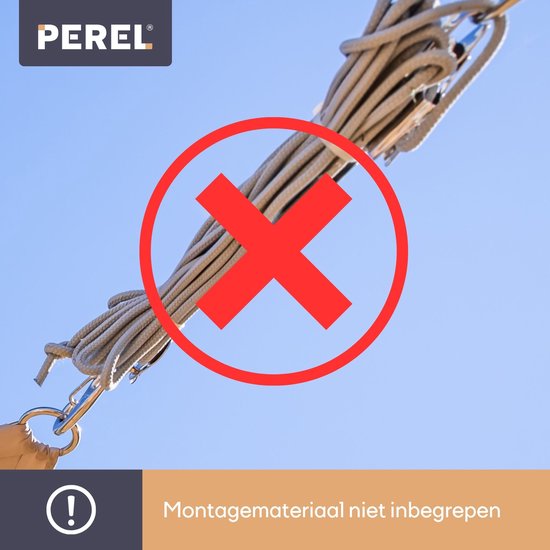 Voile d'ombrage - Perel - imperméable - 3,6 x 3,6 m, 180 g/m² - carré - gris foncé