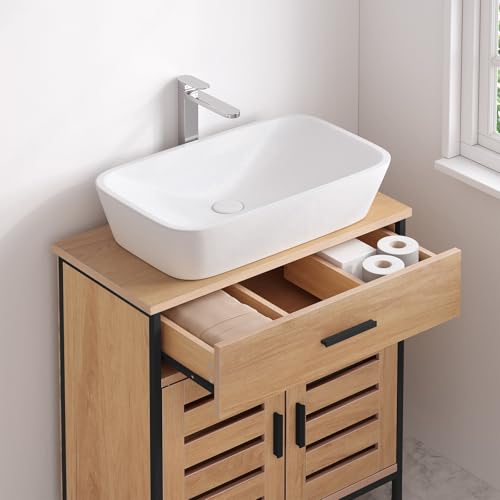 Eugad Armoire de salle de bain sous évier chêne clair 60x30x60 cm