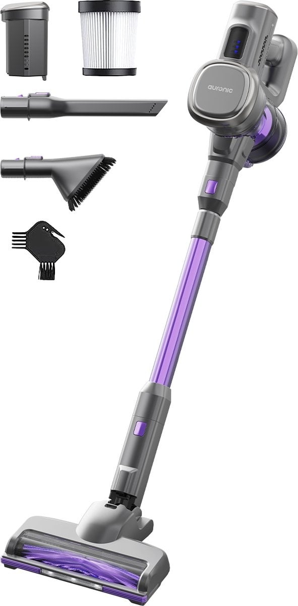 Auronic Stick hoover - Sans fil - Sans sac - Alimenté par batterie - Autonome - 220 W - Gris/Pourpre
