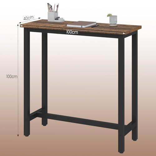 Woltu Table de bar avec structure métallique et plateau en aggloméré - Bois vintage - 100 x 40 x 100 cm