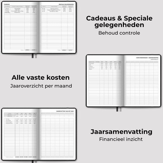 Systemyze Budget Planner - Livre de caisse et de dépenses - Livre de ménage - A5 - Noir