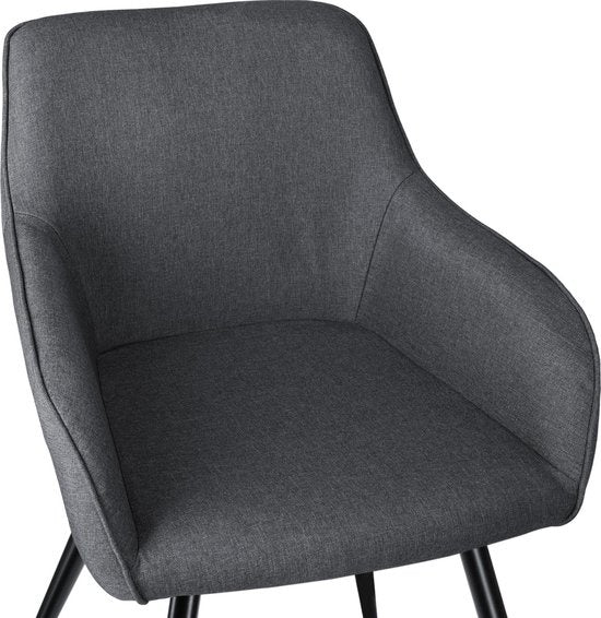 tectake® - Chaise Marilyn Linen Look - chaises de salle à manger - sièges baquets - gris foncé / noir - 403672