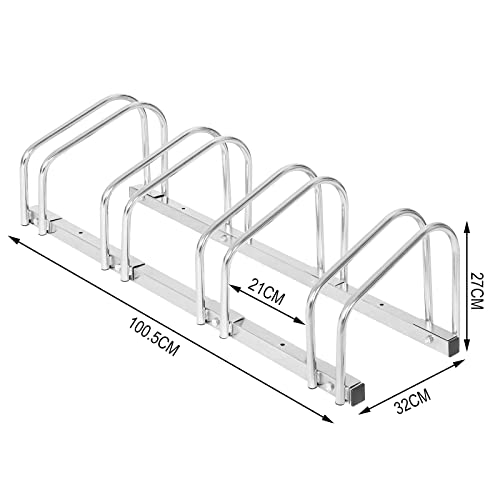 Woltu FZ1139m2 Porte-vélos pour 4 vélos - Porte-vélos robuste en métal pour l'intérieur et l'extérieur - Noir - 120 x 40 x 50 cm