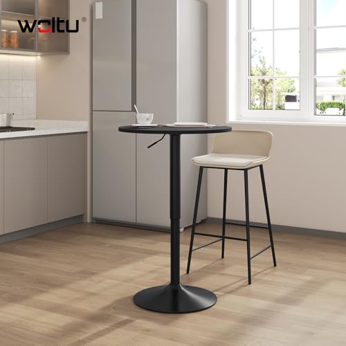 Woltu Round Adjustable Barstool Table Black MDF