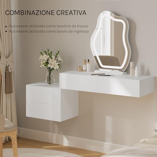 Woltu Floating Nightstand with Drawer White 40 x 30 x 14 cm Modern Bedroom Furniture