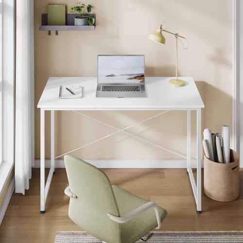 Bureau Woltu avec cadre en métal - Blanc - 100 x 50 x 75 cm