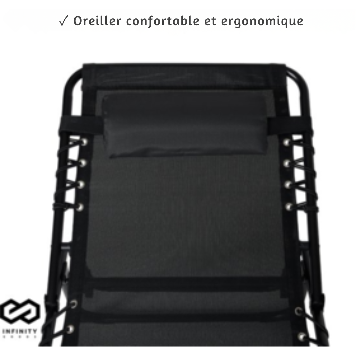 Chaise longue Infinity Goods  - Pliable et réglable - Max 120kg - 190 x 55 x 30 cm - Anthracite
