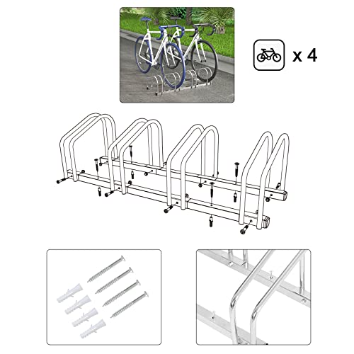 Woltu FZ1139m2 Porte-vélos pour 4 vélos - Porte-vélos robuste en métal pour l'intérieur et l'extérieur - Noir - 120 x 40 x 50 cm