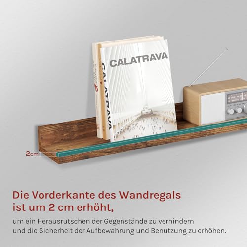 Woltu Set de 3 étagères murales - Rustic Brown - 2x 40x10 cm & 1x 80x10 cm