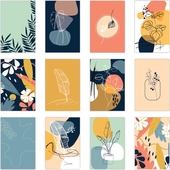 Partizzle 36x Cartes de vœux avec enveloppes - Sans texte - Envoi de cartes postales amusantes - Fleurs et nature - 15x10 cm