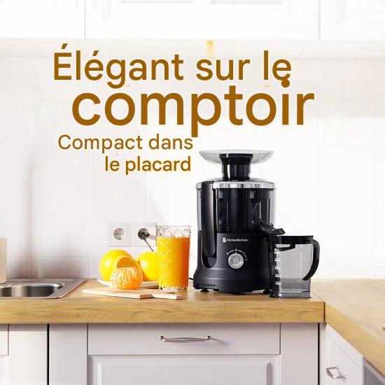 KitchenBrothers Extracteur de jus - Pour légumes et fruits - Extracteur de jus - Avec récipient à pulpe - 500ml - 600W - Noir