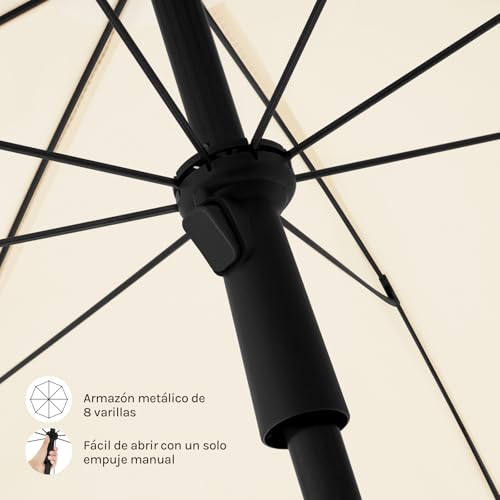 Parasol Woltu Beige - Diamètre 135 cm - Hauteur et inclinaison réglables