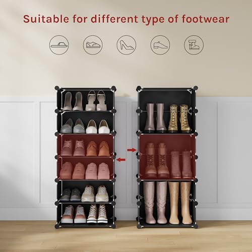 Woltu Shoe Cabinet with 10 Compartments Black - Space-saving and Modular