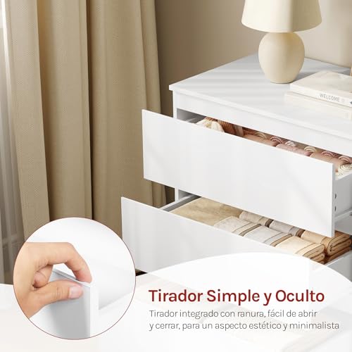 Woltu Cabinet à tiroirs blanc 3 tiroirs - Rangement moderne pour la chambre et le salon