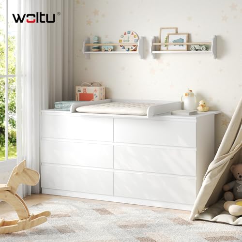 Woltu Tapis à langer pour table à langer blanc 80 x 80 cm avec bord de protection