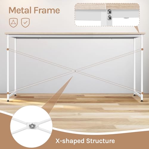 Woltu Bureau d'ordinateur Compact 120 x 60 cm Chêne clair