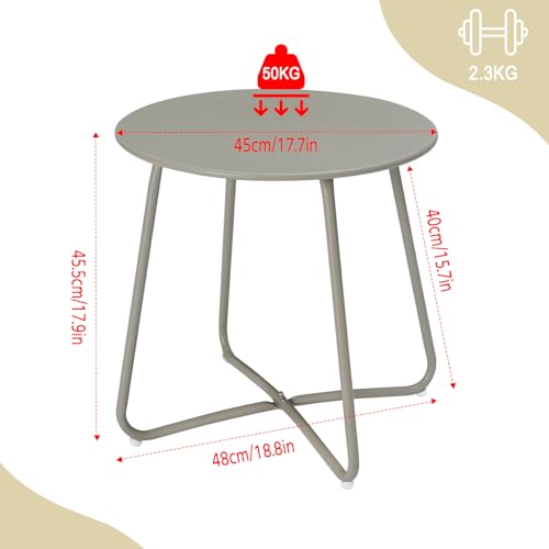 eSituro Table ronde de jardin et de balcon - Gris métal - Ø48 x H45 cm
