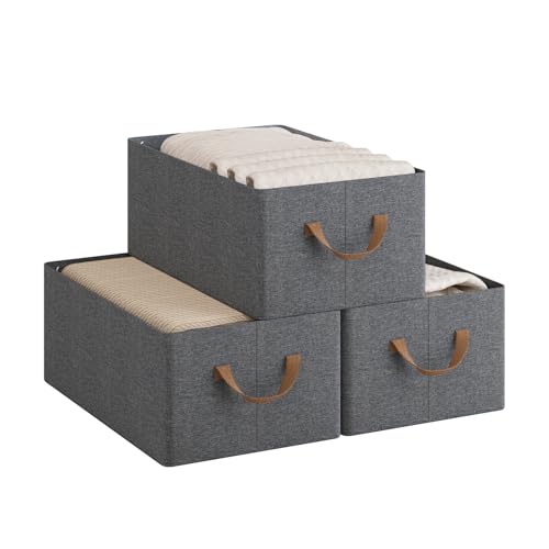 Boîtes de rangement pliables Woltu Lot de 3 - Gris - 47 x 28 x 20 cm