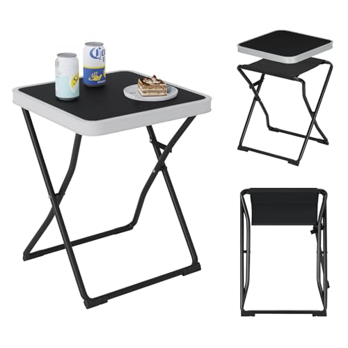 eSituro Table de camping 2-en-1 avec plateau amovible - Noir - 40,5 x 40,5 x 50 cm