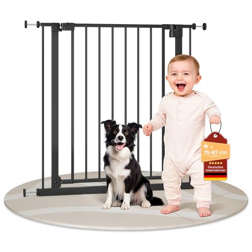 Barrière de sécurité Woltu pour escaliers et portes - noire - 75-97 cm