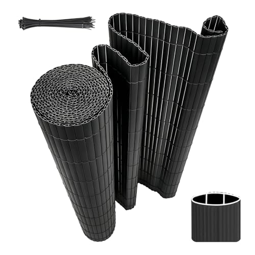 Woltu PVC Privacy Screen 100 x 300 cm Grey - Paravent de jardin résistant aux intempéries et aux UV