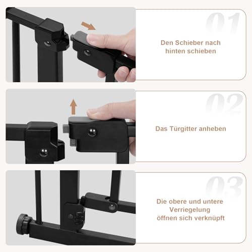 Barrière de sécurité Woltu pour escaliers et portes - noire - 75-97 cm
