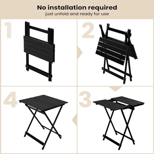 Table de camping pliable Woltu Aluminium Noir 50,5 x 47 x 59,5 cm