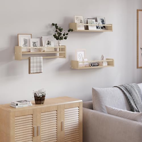 Woltu Montessori Étagères murales pour la chambre d'enfant 60 cm Bois naturel Lot de 3