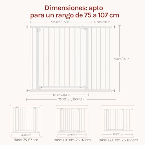 Woltu Barrière de Sécurité pour Enfants et Animaux Blanc 75-107 cm