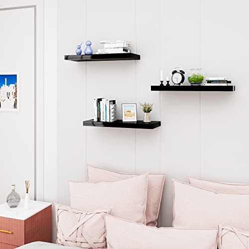 Etagère murale Woltu - Flottante - Noir brillant - 120 cm - Extra forte