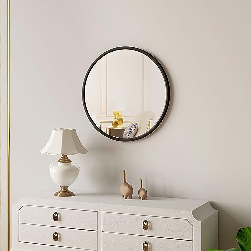 Woltu Miroir mural rond noir mat 50 cm