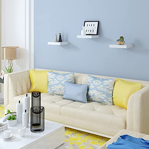 Woltu Wall Shelf Set - 3 Floating Shelves - MDF White - 60x15x4 cm - Pour le salon, la cuisine, la chambre et la salle de bain