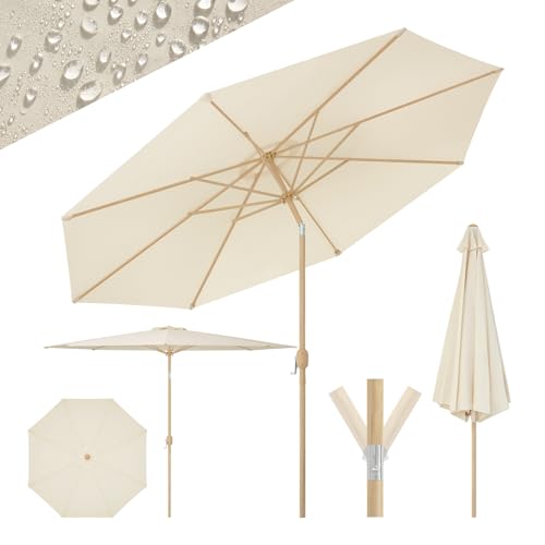 Parasol Woltu 300 cm Beige - Protection solaire UPF 50+ avec fonction d'inclinaison et fermeture avec tuyau