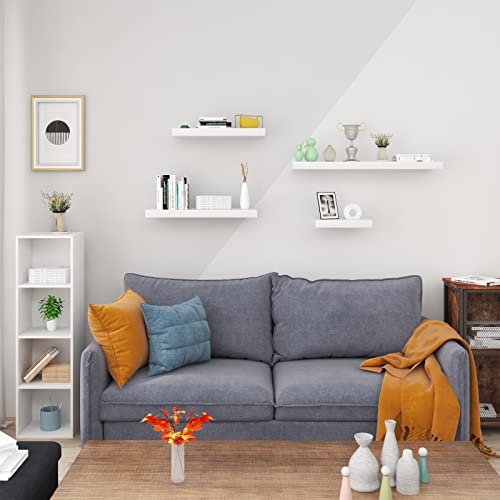 Woltu Volato Wall Shelf High Gloss White - Etagère flottante en bois 30 x 22.9 x 3.8 cm