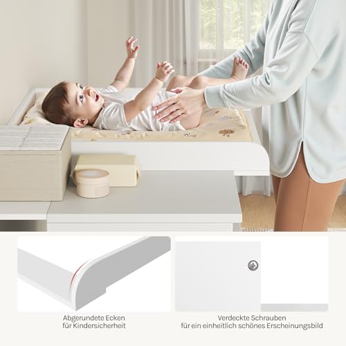 Woltu Tapis à langer pour table à langer blanc 80 x 80 cm avec bord de protection