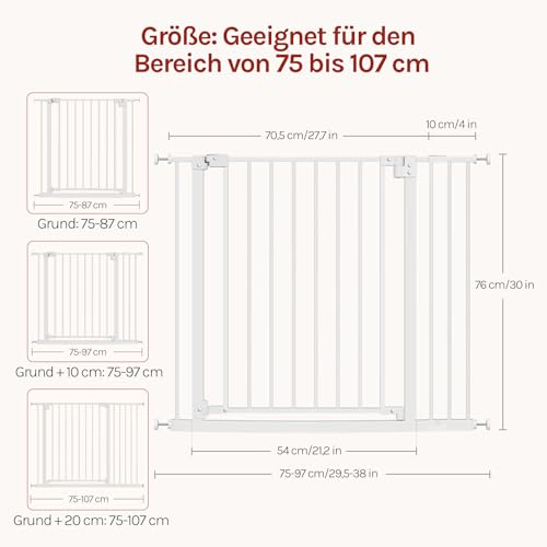 Barrière de sécurité Woltu pour escaliers et portes - blanche - 75-97 cm réglable