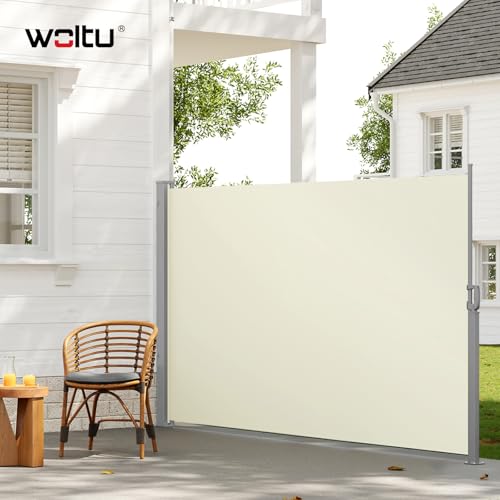 Brise-vue Woltu - Parasol extensible et séparateur d'espace - Crème - 180 x 350 cm