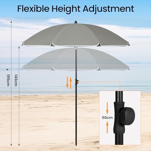 Woltu Parasol Parasol de balcon - Résistant aux UV et imperméable - Hauteur et angle réglables - Rond