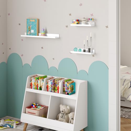 Woltu Set de 3 étagères murales blanches - Etagères de rangement flottantes pour le salon, la cuisine et la chambre à coucher