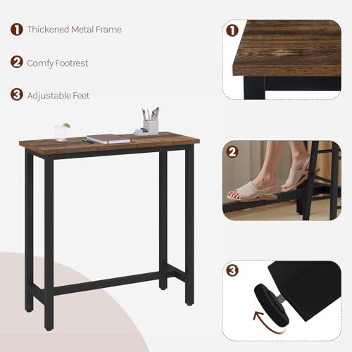 Woltu Table de bar avec structure métallique et plateau en aggloméré - Bois vintage - 100 x 40 x 100 cm
