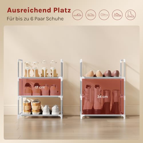 Woltu Shoe Rack 3-layer - Rangement compact pour chaussures avec étagères étroites, gris, 41 x 28 x 55 cm