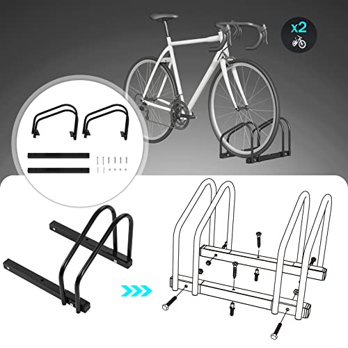 Woltu Porte-vélos pour 2 vélos Métal noir - Fixation au sol et au mur