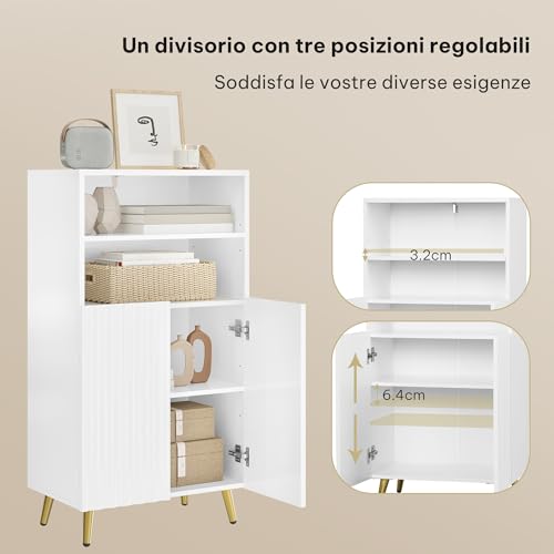 eSituro Meuble de salle de bains Modèle de sol Blanc 50 x 30 x 93 cm avec étagères réglables