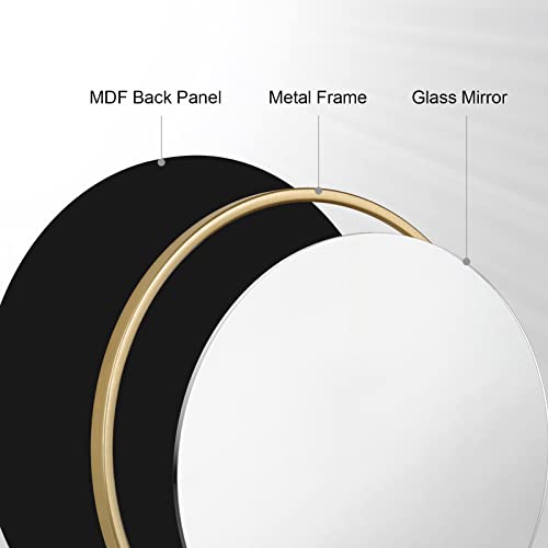 Woltu Miroir mural rond avec cadre doré 40 cm - Moderne et décoratif pour la salle de bain, la chambre et le couloir