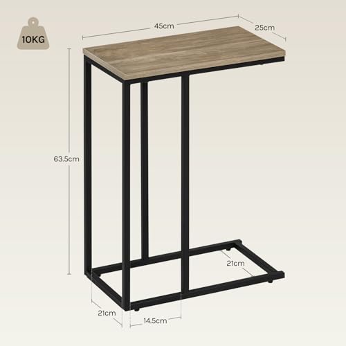 Table d'appoint Woltu en forme de C - Bois gris - 45x25 cm - Avec structure métallique stable