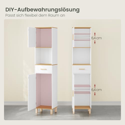 Eugad Armoire de toilette avec 5 compartiments et 1 tiroir Blanc 40 x 180 x 30 cm